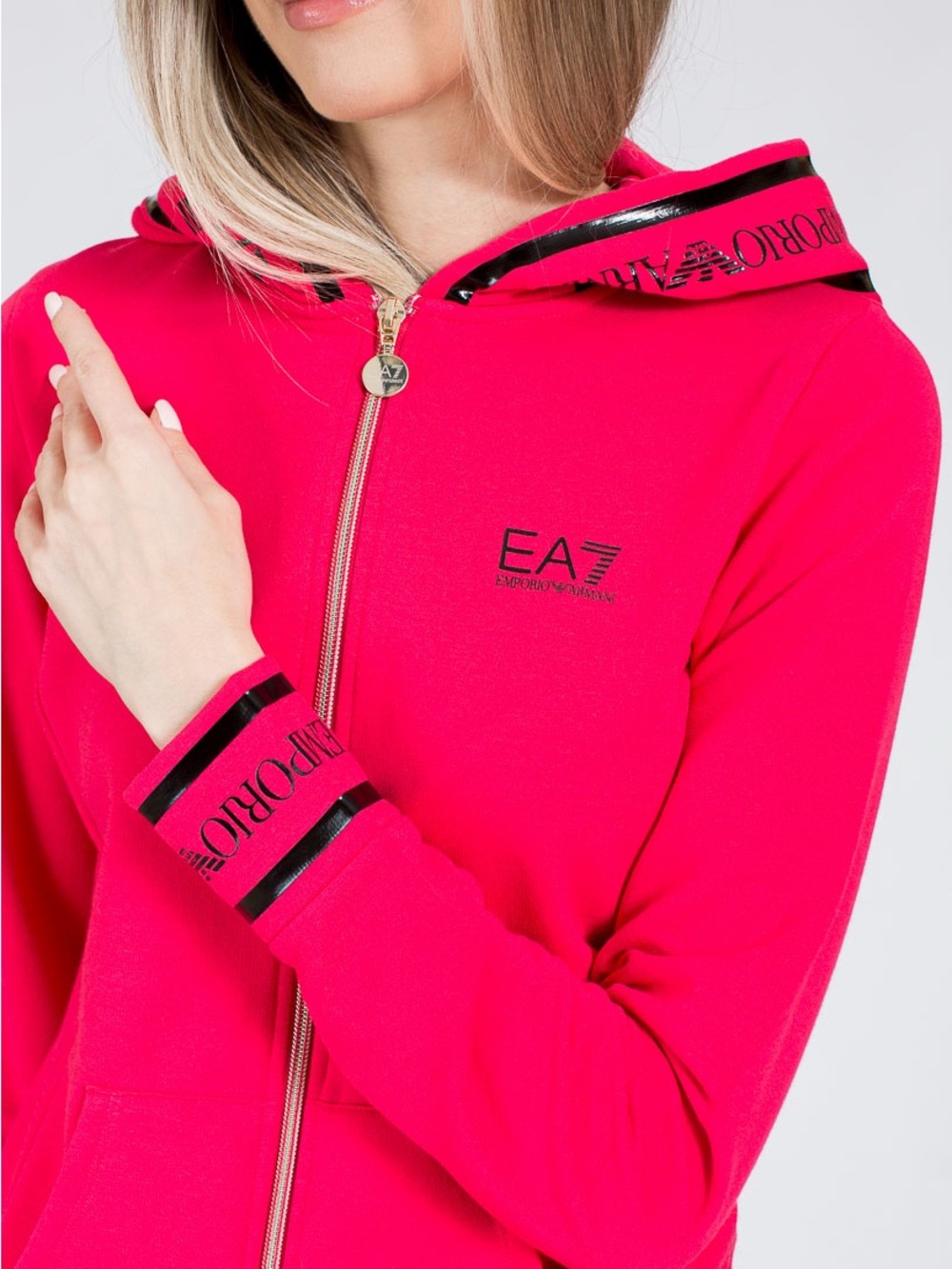 Emporio Armani Hot Pink Logo-Trim Zip Set